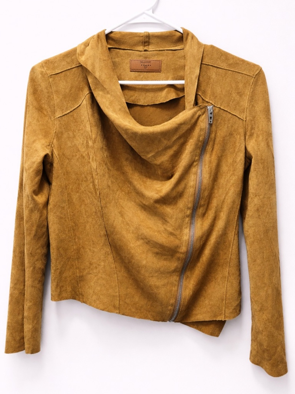 Blank NYC Mustard Suede Asymmetric Zip Jacket